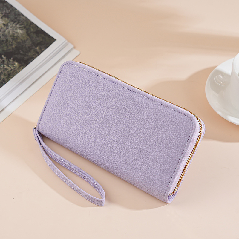 新品ライチレディースロング財布手首クラッチバッグ大容量レディース財布携帯電話バッグwallet|undefined