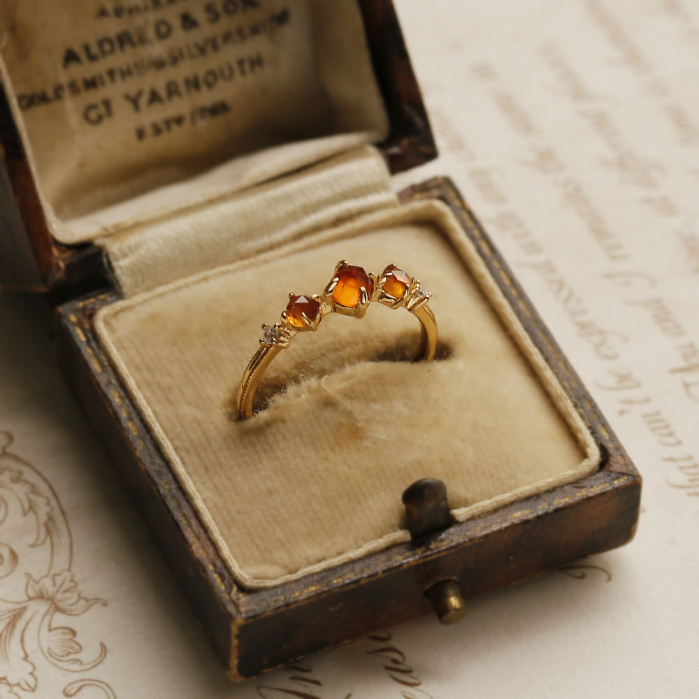 Magic Sun Orange Garnet Ring Vintage Adjustable Gemstone For Women_voghion.com