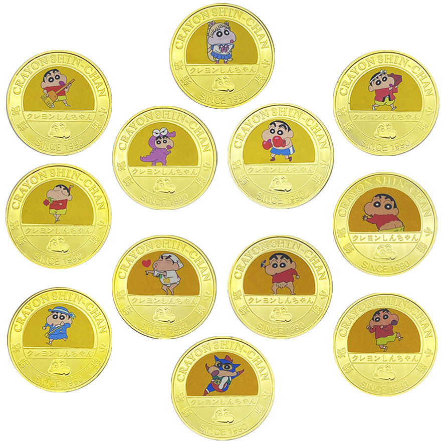 Lápiz de animación pequeño nuevo alrededor de doce monedas conmemorativas de pintura metálica coleccionable insignia puede ser aprobado