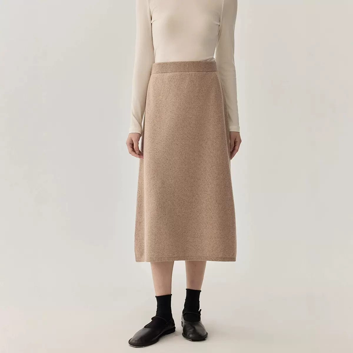 秋季新品绵羊毛高腰半身裙桑蚕丝高端显瘦高腰针织长款A字裙批发