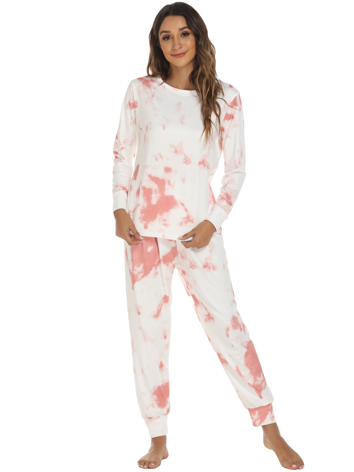 Polyester Fabric Type Regular Top Length Pants Sets Sets Type Home Women'S Fashion Color Block Elk Polyester Printing Pants Sets Pajama Sets