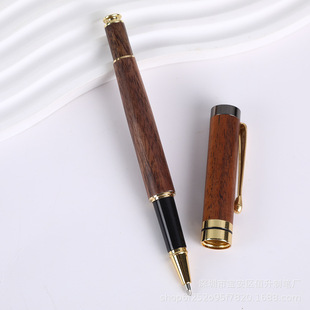 Business Light Luxury Metal Signature Pen Vintage Walnut Ball Pen Printing Logo Creative Gel Pen in stock Wholesale