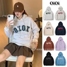 现货韩国潮牌oioi朴彩英同款连帽卫衣男女情侣秋冬款加绒纯棉帽衫