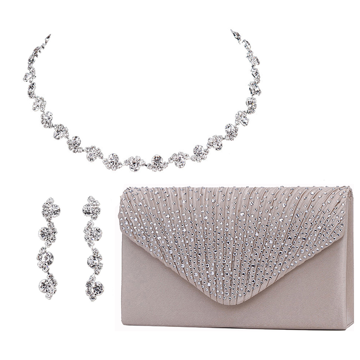 Clothing Necklace Earrings Quantity Elegant Simple Style Solid Color Rhinestone Inlay Rhinestones Women's Earrings Necklace