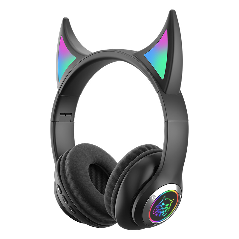 Glänzende und stilvolle Bluetooth-Kopfhörer mit Teufelskopf-Design, hochauflösende und klare Soundqualität, Sport-Gaming-Kopfhörer mit langer Akkulaufzeit - 6