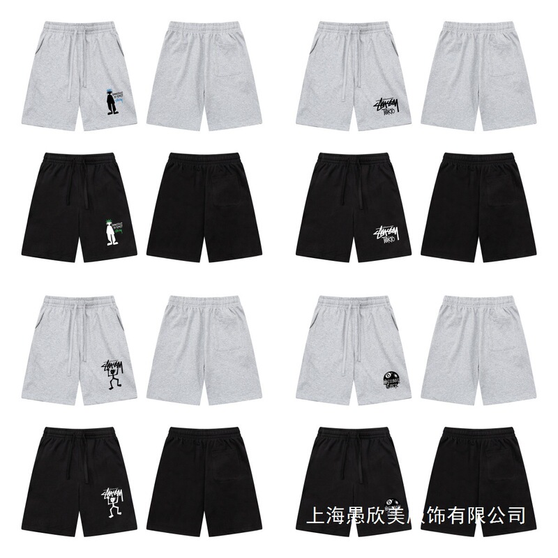 Cross-Border Trendy Brand Stu Stussy Logo Letter Print High-Quality Double Yarn Pure Cotton Casual Versatile Shorts Wholesale