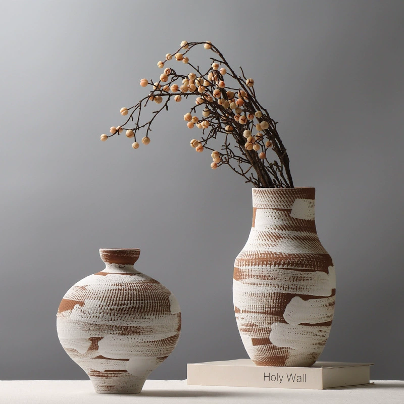 Новая китайская стиль сухие цветы аранжировка vase каменная чаша для цветов керамическая бутылка чайная комната Zen украшения