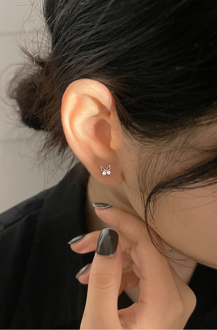 Sunburst Hollow Sparkling Diamond Butterfly Stud Earrings For Women_voghion.com