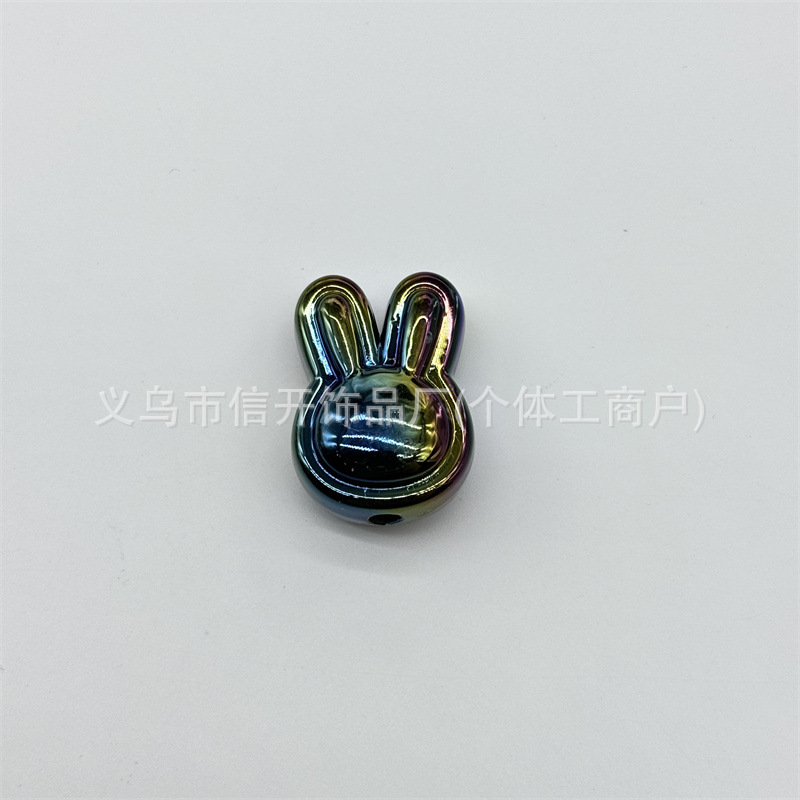Cuentas de acrílico vibrantes con agujeros verticales y recubierto conejo, para DIY llaveros, cadenas y accesorios de joyería hechos a mano.