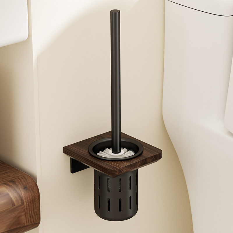 Walnut Toilet Brush with No Dead Ends, Household Wall-Mounted Toilet Bathroom Toilet Brush Cleaning Set Artifact