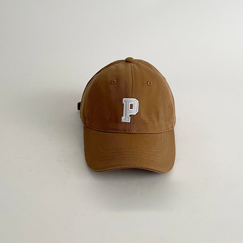 Coreano ins sombrero infantil simple letra P sombrero de béisbol para niños personalidad bebé moda versátil sombrero de lengua de pato moda