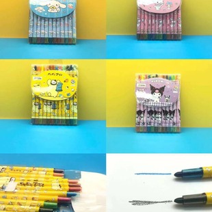 1012 Cartoon Cute 12 Color Rotating Crayons Creative Painting Stationery Kindergarten Kidsren Long Crayons