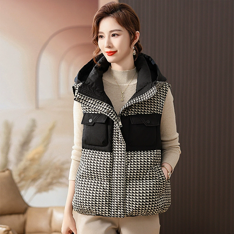 Осенне-зимний наряд для молодых мам, белый жилет на утином пуху больших размеров, Элегантный жилет для средних лет, новый женский топ