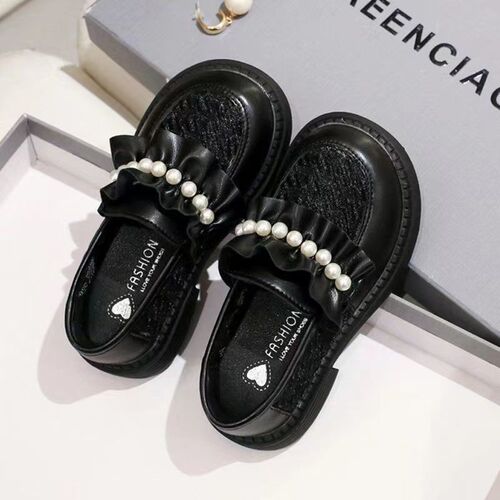  Spring New Girl's Leather Shoes for Children - Big Kid Breathable Mesh Shoes with Soft Sole Princess Mary Jane Trendy and Popular Shoes