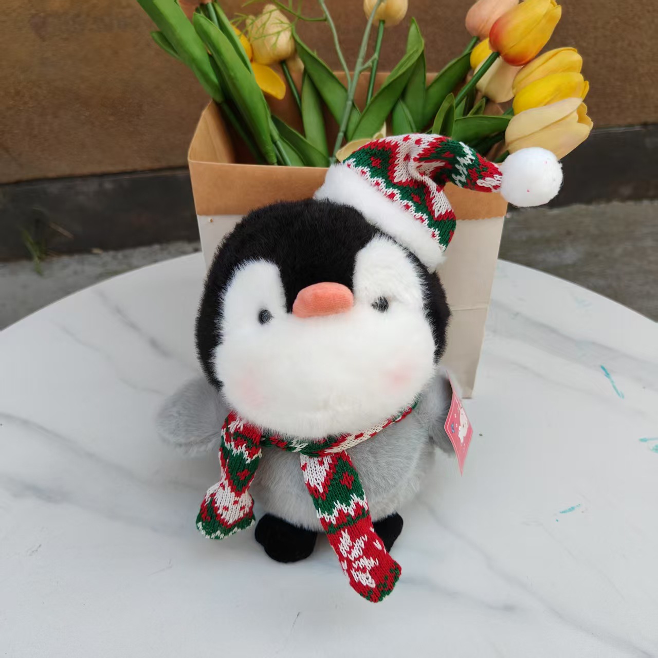 Regalos de Navidad Papá Noel juguetes de peluche bufandas rojas lindas pingüinos osos polares muñecas al por mayor