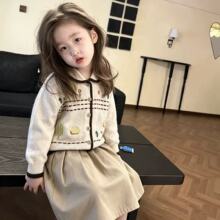 韩国女童毛衣开衫外套2026新款春秋冬款儿童中大童刺绣百搭针织衫