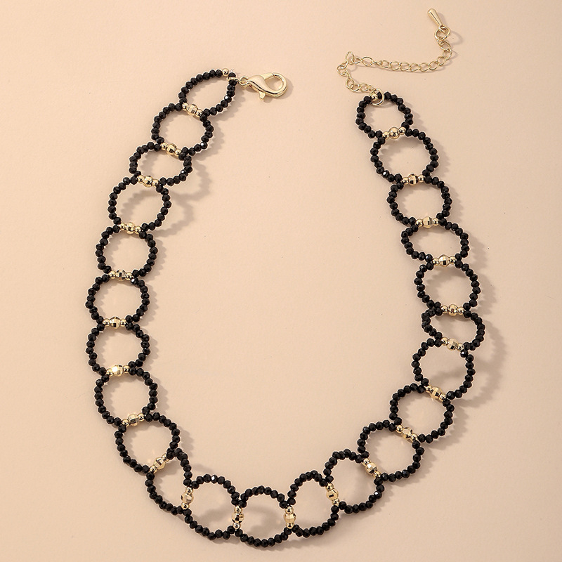 Wholesale Jewelry Simple Black Circle Beads Clavicle Chain Necklace Nihaojewelry display picture 3