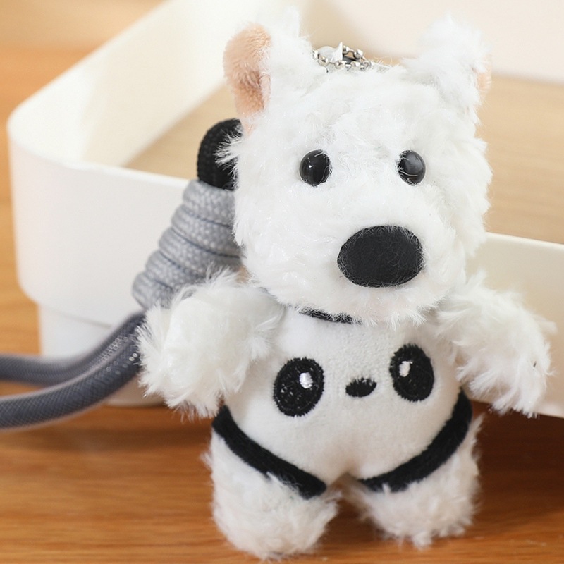 Cute niña garabateado perro West Highland puppy peluche mini muñeca regalo bolsas colgantes al por mayor