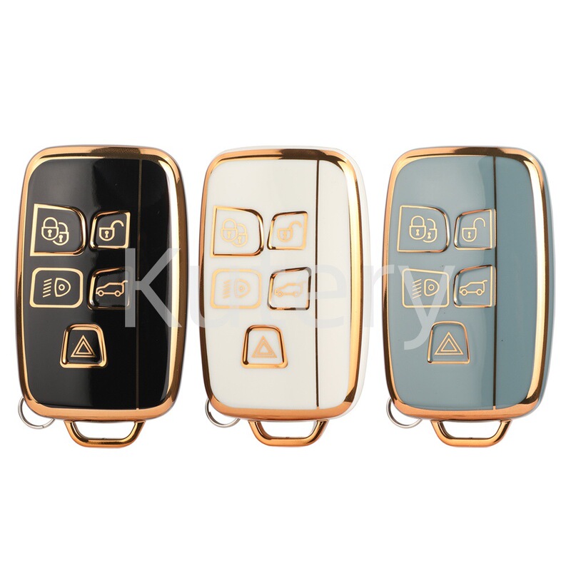 Suitable for Land Rover Evoque Discovery 4 Range Rover Jaguar Car Key Cover Protective Cover Key Bag Gold Edge Suitable for Land Rover Evoque Discovery 4 Range Rover Jaguar Car Key Cover Protective Cover Key Bag Gold Edge