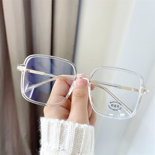 30051t Fashion Large Frame TR90 Anti-Blue Light Eyeglass Frame, Neutral Street Style, Sand Coffee Color, Prescription Glasses