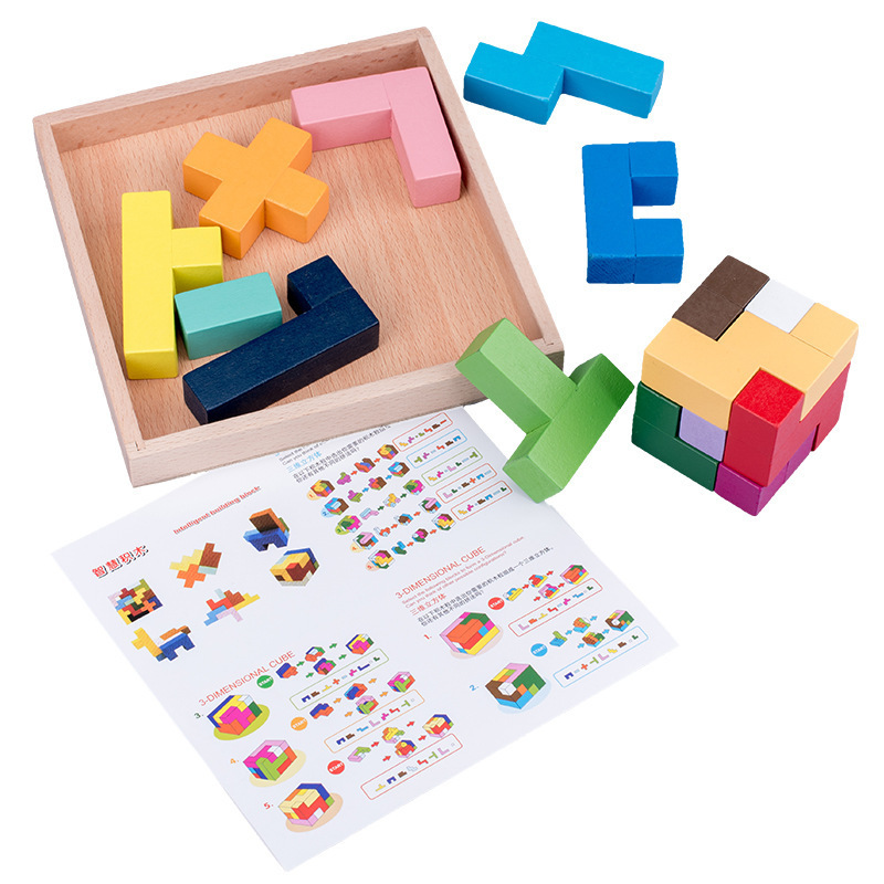 Rompecabezas de Educación Temprana de madera bloques de construcción rompecabezas de bloques tridimensionales entre padres e hijos desarrollo de iluminación interactivo juguetes de pensamiento lógico