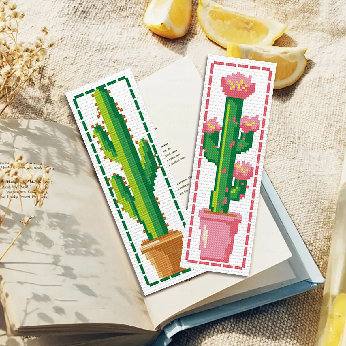 Mona Lisa Royal Cross Stitch Marcador-Cactus Plant Nuevo estilo Sala de estar fresca y simple Estudio Bordado hecho a mano
