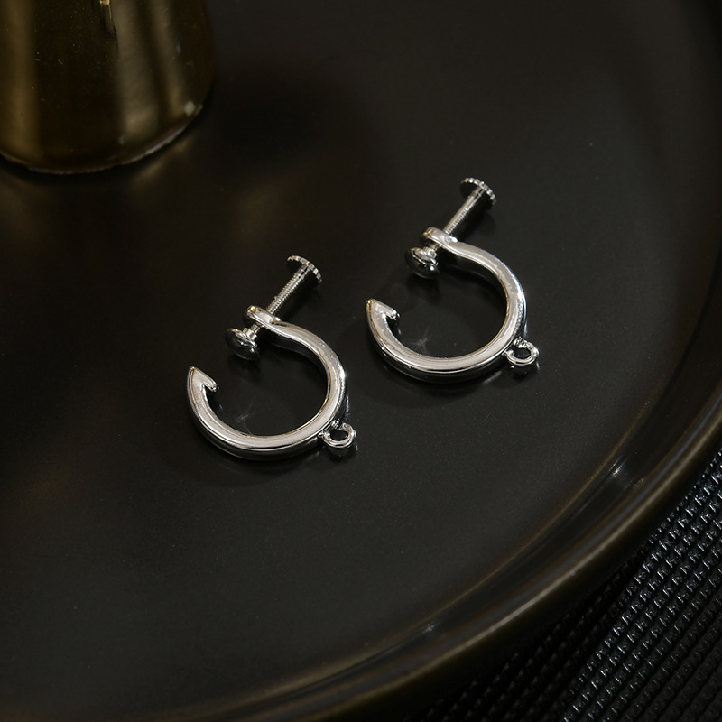 Lh082 Simple Glossy DIY Non-Pierced Integrated Screw Ear Clip Converter Metal Mosquito Coil Versatile Earrings