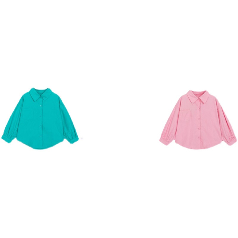 Camisa exterior de color sólido para niñas bebé de moda 2024 primavera y otoño nuevo estilo coreano casual todo fósforo cuello polo superior moda