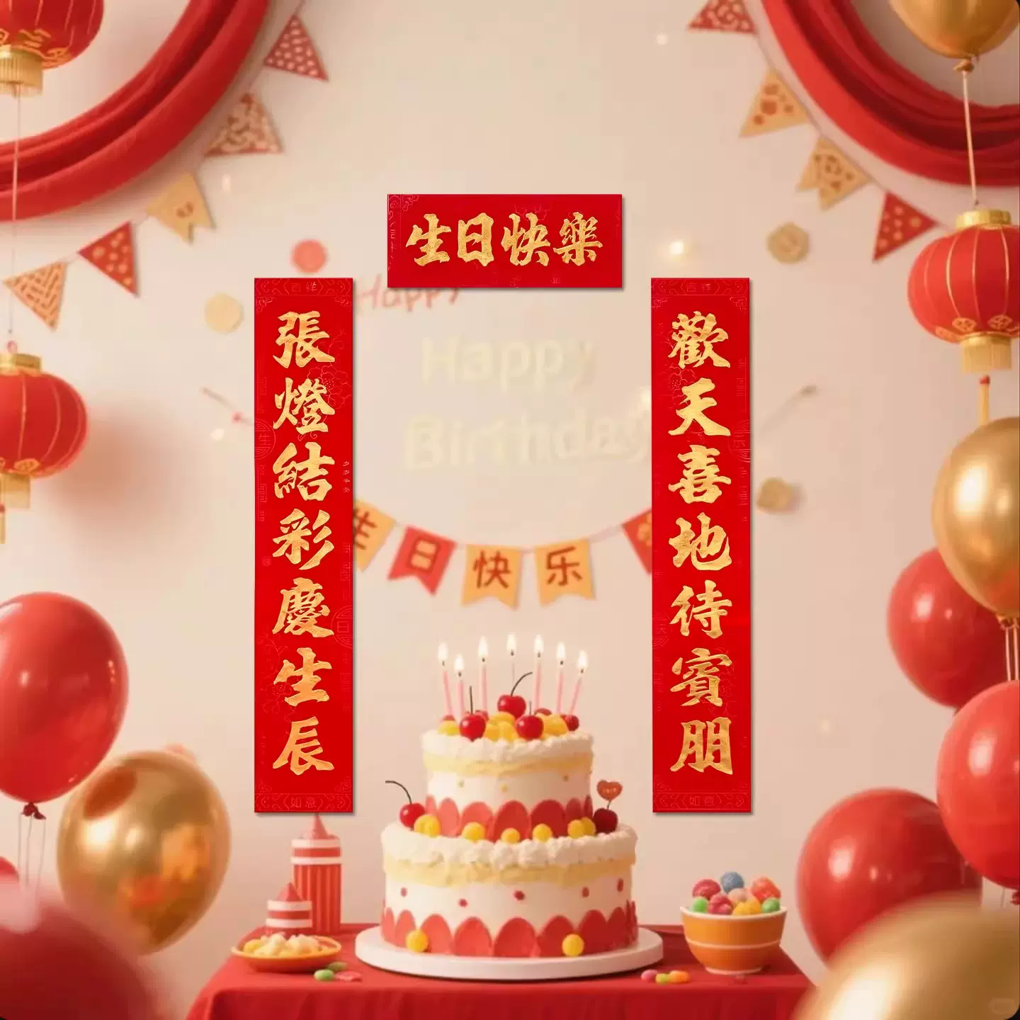 生日对联儿童十二周岁庆生满岁开锁小孩周岁三岁十岁生日快乐对联