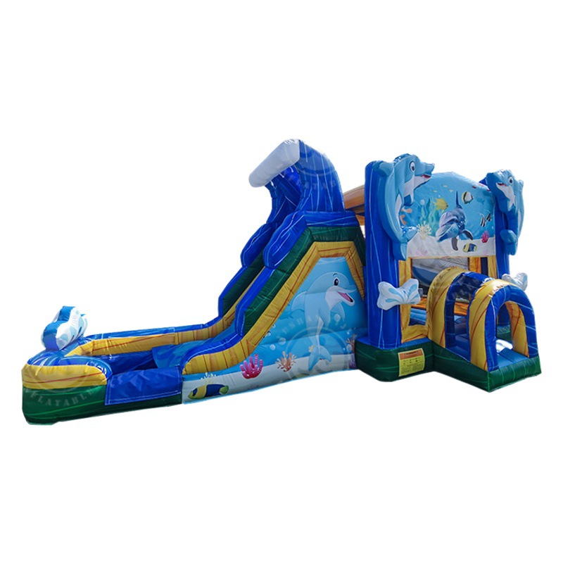 Tobogán inflable grande para exteriores, parque infantil con trampolín, piscina y combinación de entretenimiento