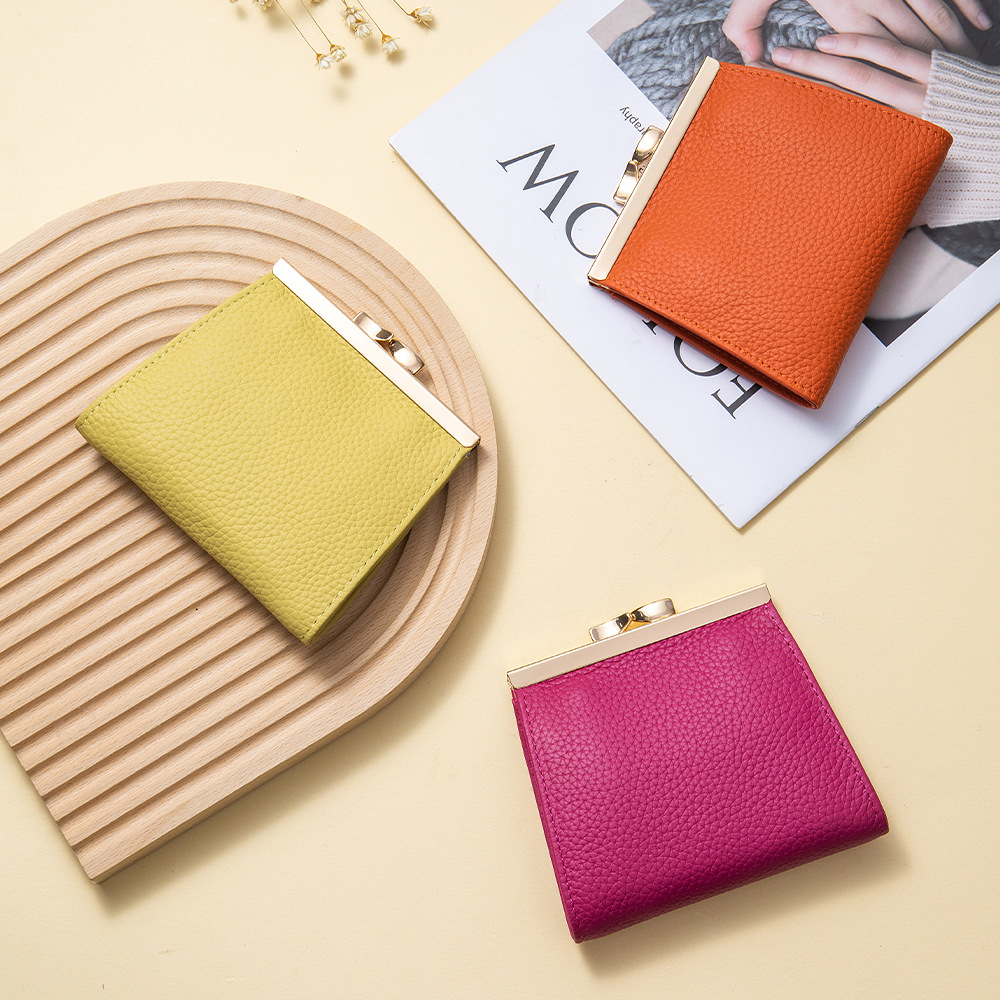 头层牛皮荔枝零钱包女真皮多功能证件夹名片包迷你多卡位卡包