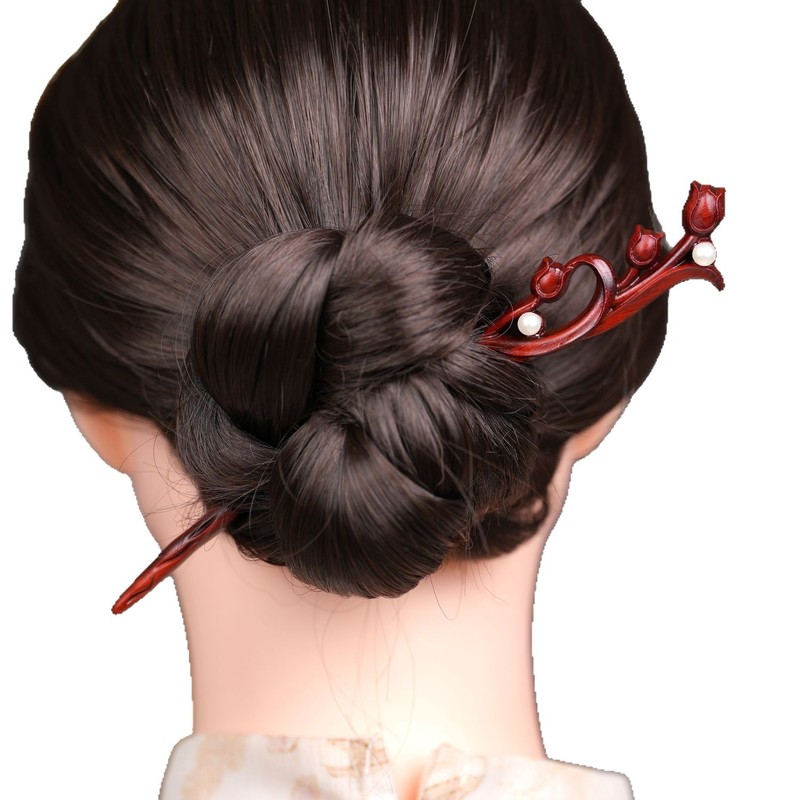 オリジナルの新しい中国風の花のヘアピン、古代スタイルの立体的なマグノリアの花と白檀のヘアピン、絶妙な日常のヘアアクセサリー卸売|undefined