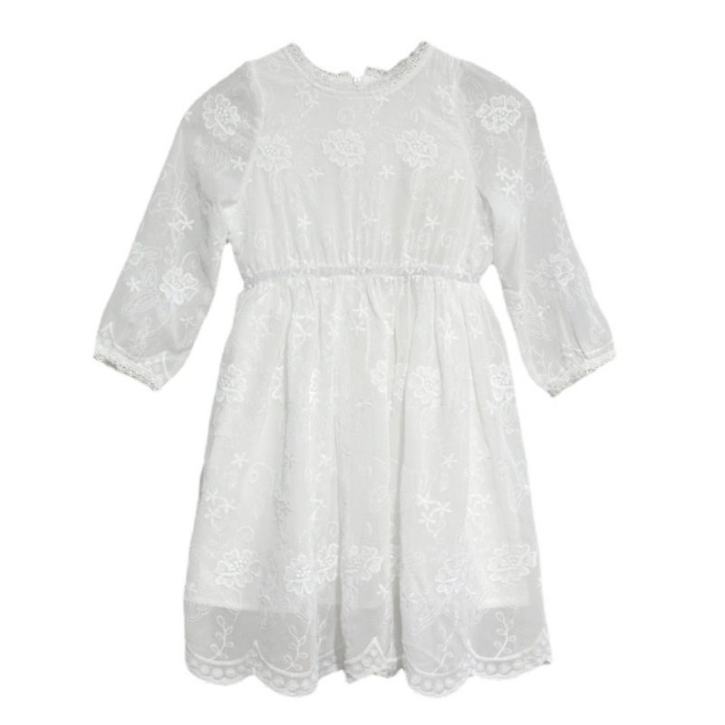 Vestido de niñas Primavera y otoño de manga larga Nuevo estilo coreano ropa para niños grandes vestido de princesa de primavera para niños falda de encaje para niñas