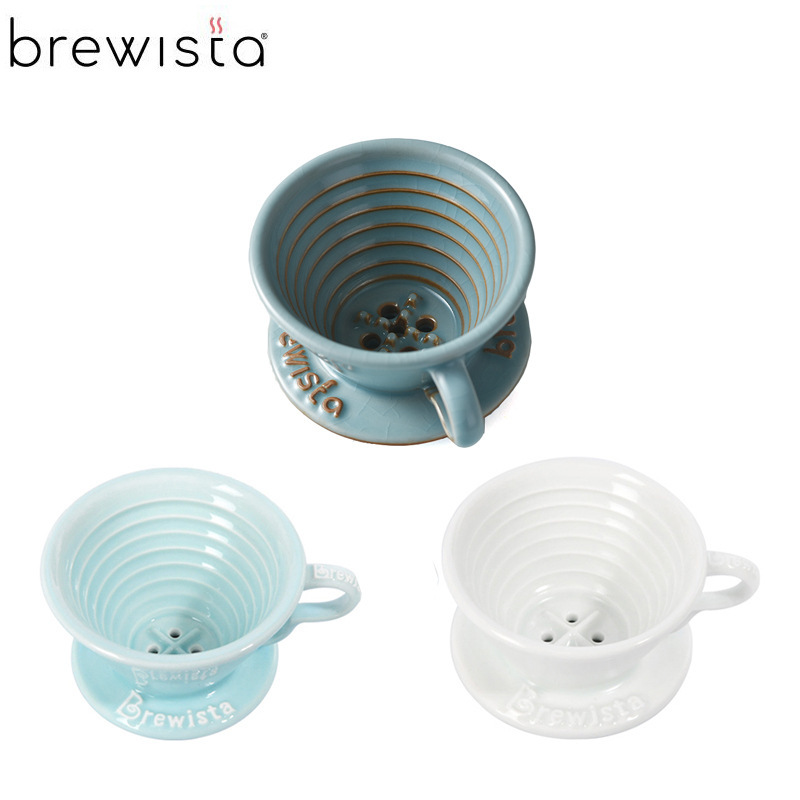 Brewista ceramic hand coffee filter cup cake basket type four-hole drop filter Cup shadow green jade ice crystal blue Brewista ceramic hand coffee filter cup cake basket type four-hole drop filter Cup shadow green jade ice crystal blue
