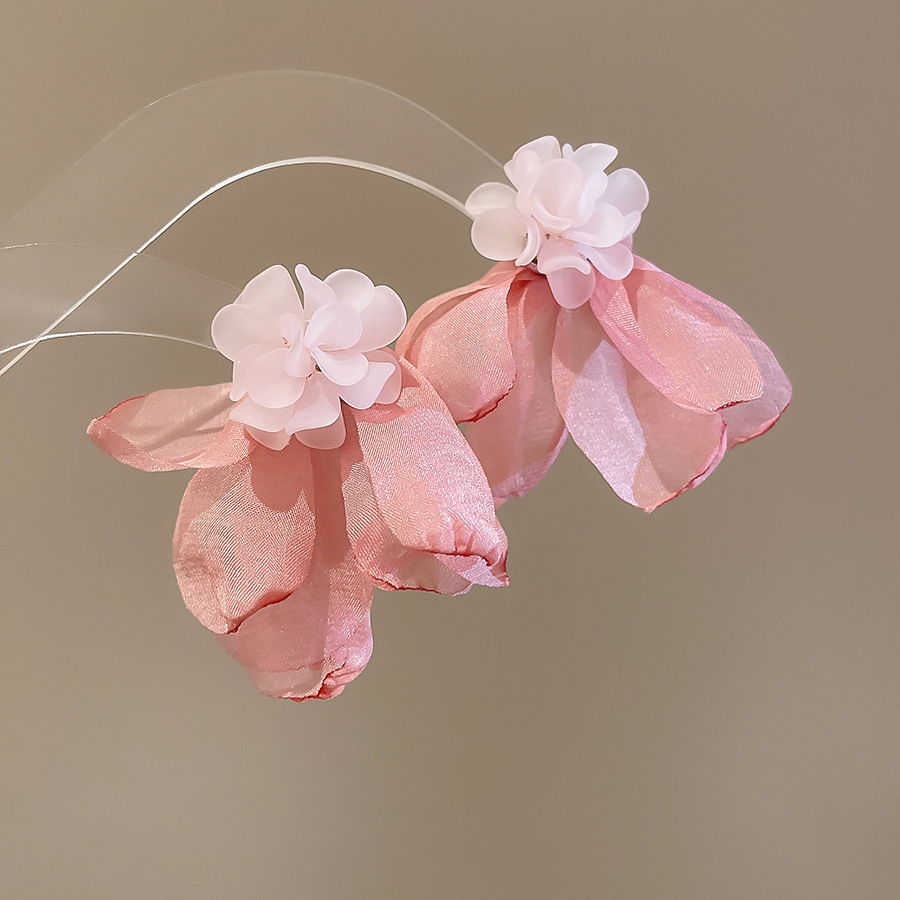 Pendientes de flores de color dopamina Pendientes dulces y frescos de primavera y verano Pendientes pequeños y elegantes de alta gama para mujer