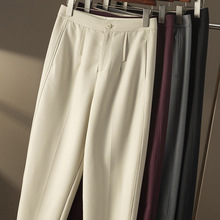 英式气质OL篙阶垂坠高腰通勤显瘦直筒休闲九分锥形萝卜裤西裤女
