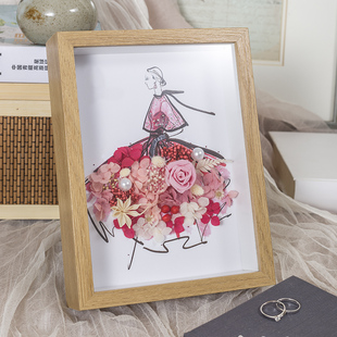 Women's Day Handmade Salon DIY Materials Eternal Flower Photo Frame Dried Flower Bouquet Souvenir Gift for Employees