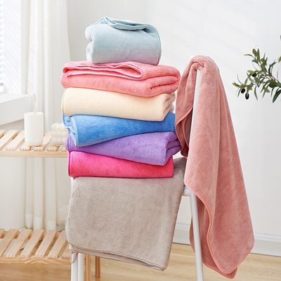 源頭廠家批發珊瑚絨浴巾 高密加厚柔軟吸水成人浴巾 定制logo