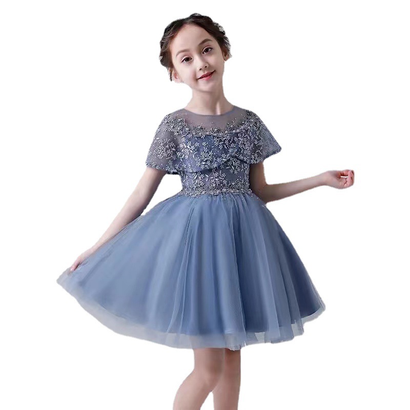 Amazon marfil tul bonita flor niña vestido suave vestido de encaje niños ropa formal encaje