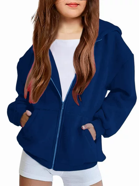Girls Zipper Hoodie Teen Fleece Full Zip Sweatshirts Jacket Casual Fall Hoodie with Pockets