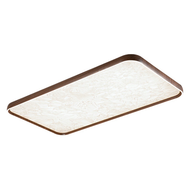 Lámpara de techo de sala de estar de estilo antiguo, color de madera de nogal, retro wabi-ji, moderno, simple, cuadrado, protección ocular, paquete de lámpara para toda la casa