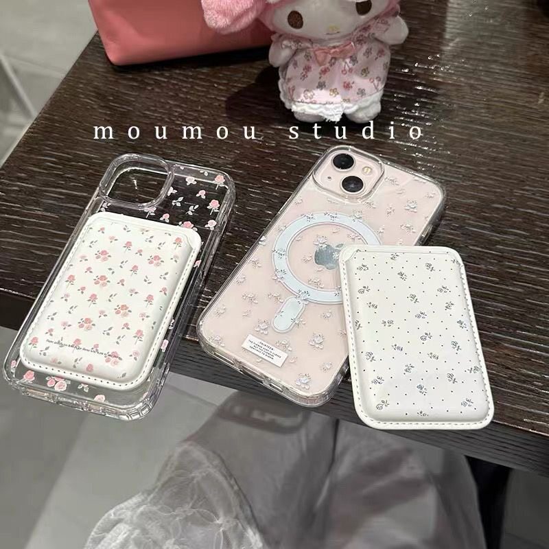 Fresh and delicate floral case suitable for Samsung s26/s25ultra, magnetic card holder for s24/s23fe, Korean style s22 Fresh and delicate floral case suitable for Samsung s26/s25ultra, magnetic card holder for s24/s23fe, Korean style s22