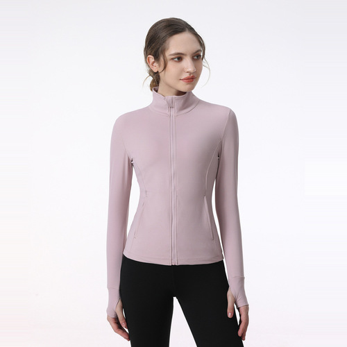 New autumn and winter stand-up collar sports coat for women, quick-drying yoga tops, running professional fitness clothes, tight long sleeves