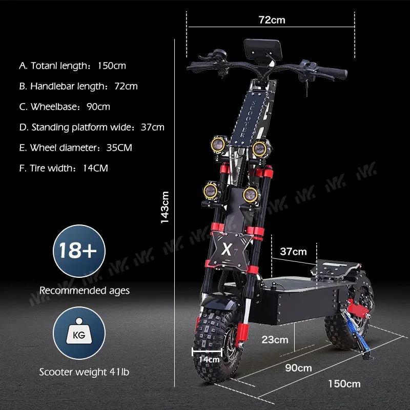 Retuol 14inch High-Power High-Speed Off-Road Dual-Drive Electric Scooter Foldableing Battery Scooter Dropshipping