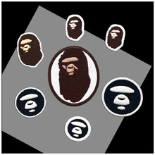 潮牌猿人刺绣布贴袜子帽子LOGO猴头补丁贴电脑绣花装饰贴现货批发