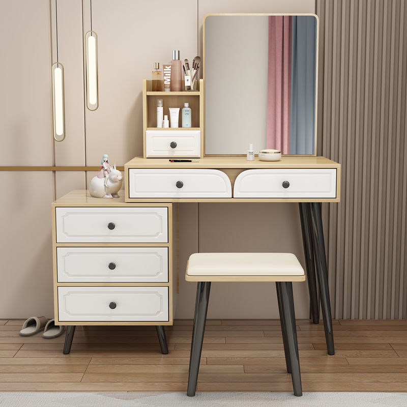 Nórdico blanco red red comedor dormitorio pequeño armario tabla plegable espejo escondido inteligente simple lámpara LED