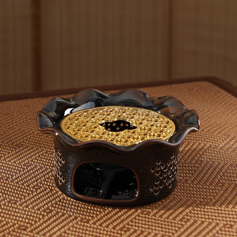 Calentador de té con diseño de horno hueco que cambia de color, calentador de velas para restaurantes, hoteles y uso doméstico, tetera aislada con forma de flor, calentador de té esmaltado en horno.