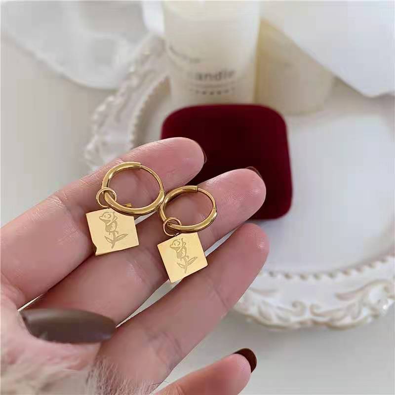 Retro Portrait Round Square Titanium Steel Drop Earrings 1 Pair display picture 4