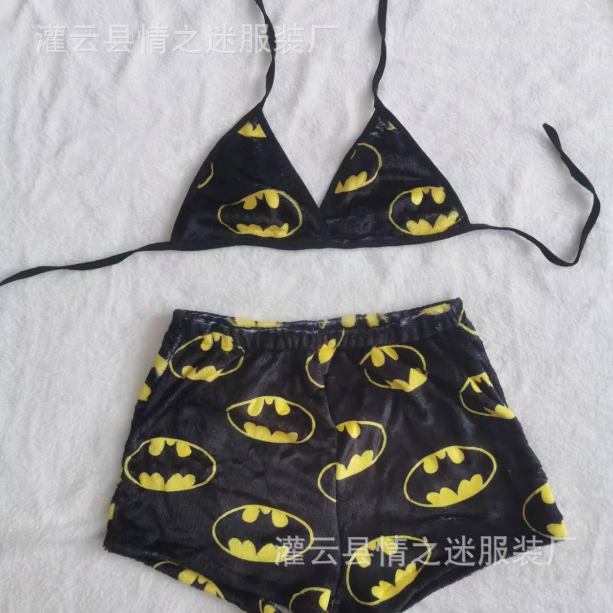 Autumn and Winter New Flannel Cute Fashion Long Home Clothes Pajamas Shorts suit Swimwear Bundle Bra Women