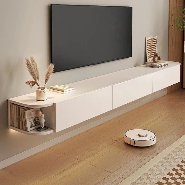 家庭用小型吊り下げ式テレビ台とコーヒーテーブルの組み合わせ、クロスボーダーリビングルーム用クリーム系吊り下げ式キャビネット、多機能収納|undefined